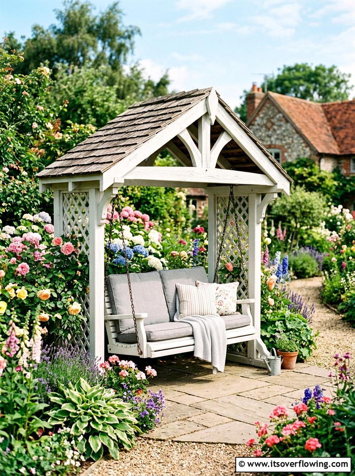 Covered Swing Bench - 25 backyard ideas for large yards