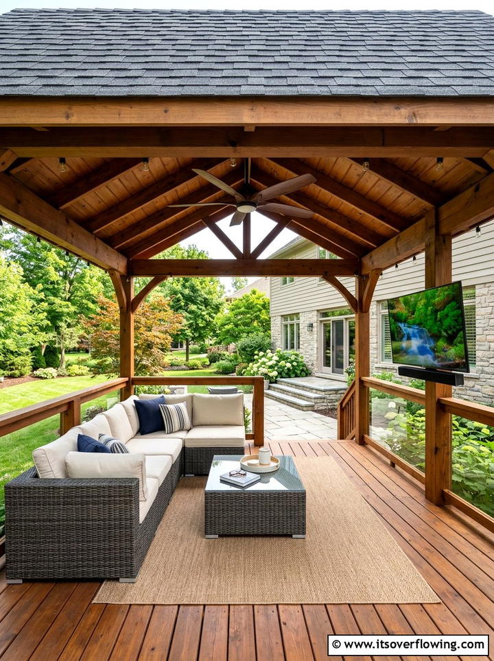 Covered Wood Deck - 25 backyard ideas with wood deck