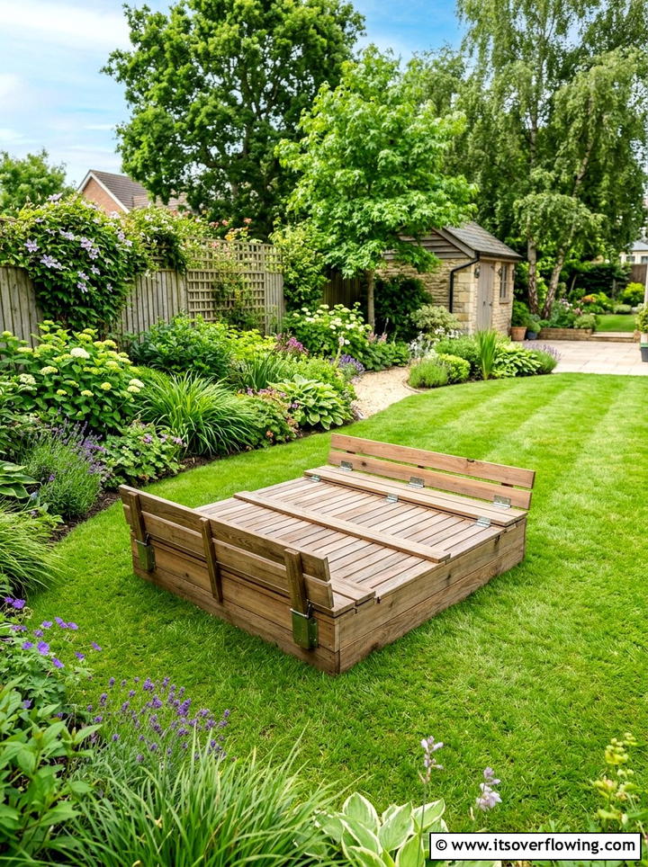 Covered Wooden Sandbox - 25 backyard ideas with sandbox