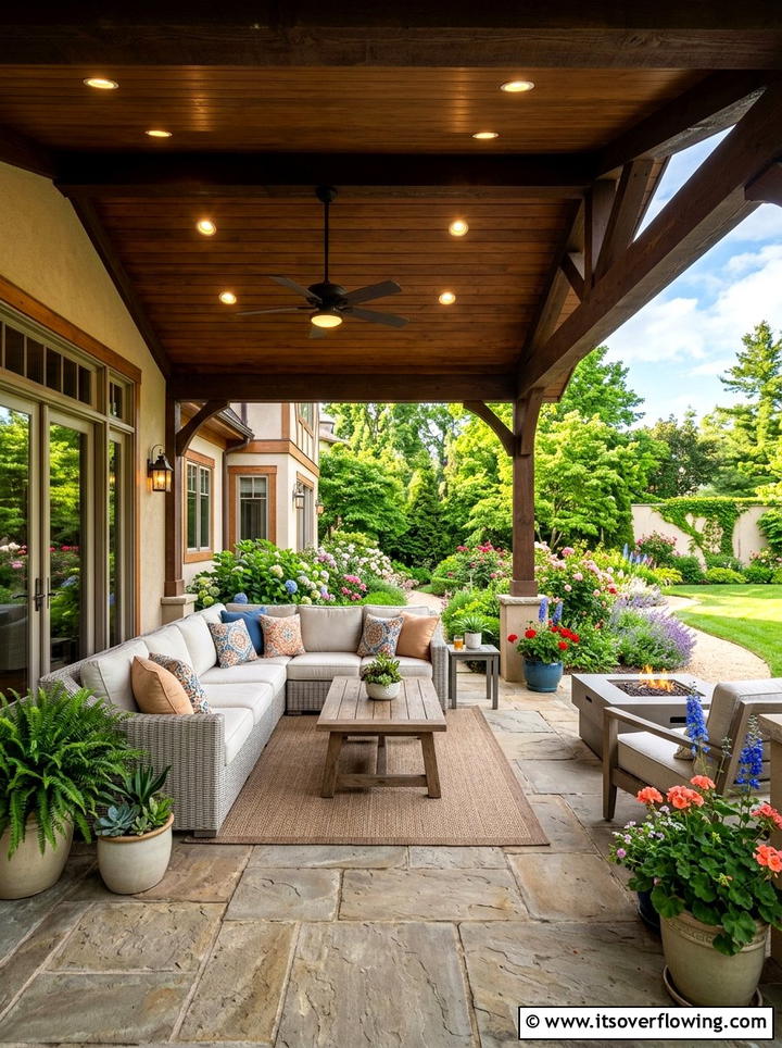 Covered patio lounge - 25 garden design ideas with outdoor rooms