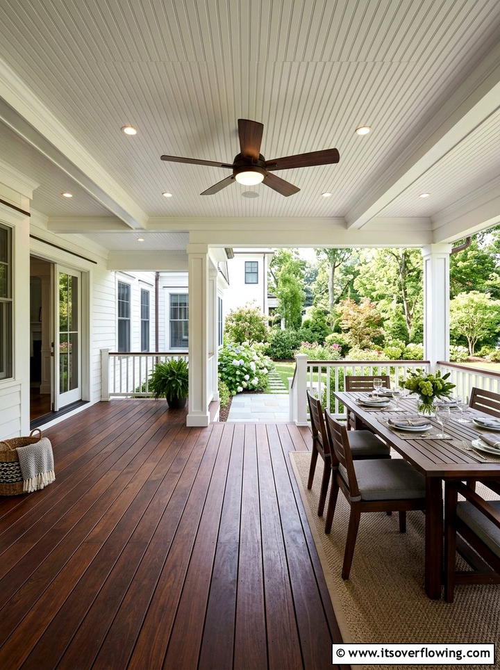 Covered porch Ipe wood flooring - 25 front porch ideas with wood floor