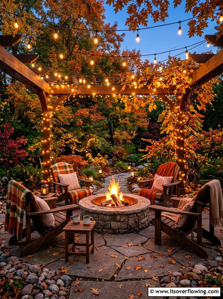 Cozy Fire Pit Pergola Lighting - 25 backyard decorating ideas with pergola string lights