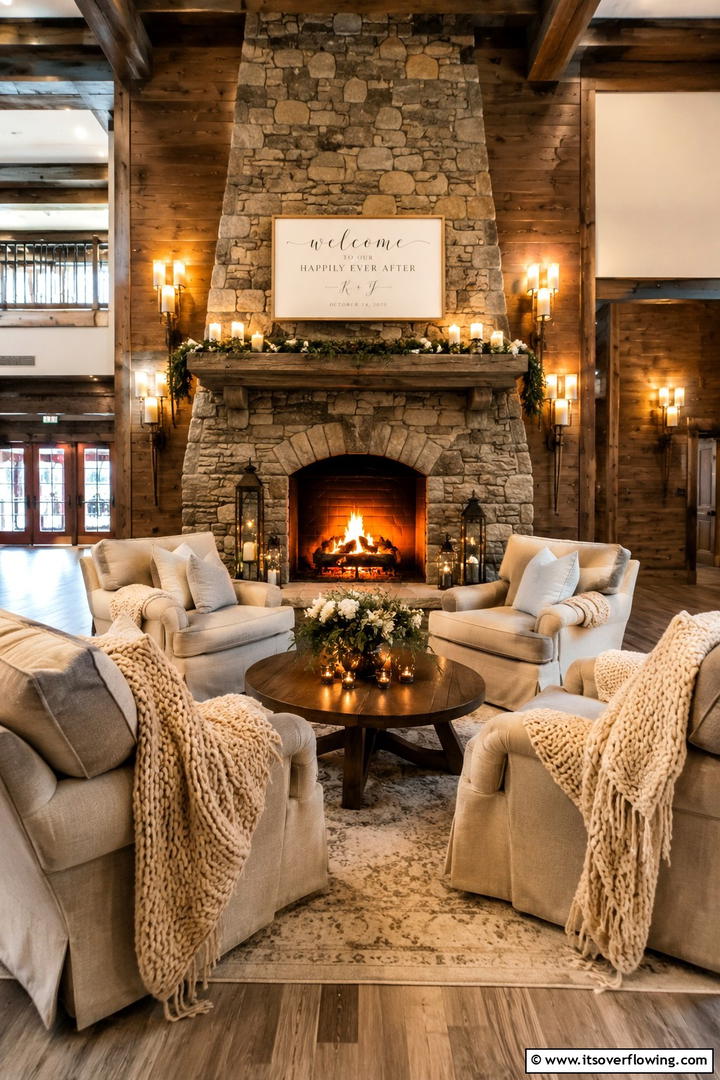 Cozy Fireside Reception - 30 Romantic Wedding Ideas for an Intimate and Memorable Day