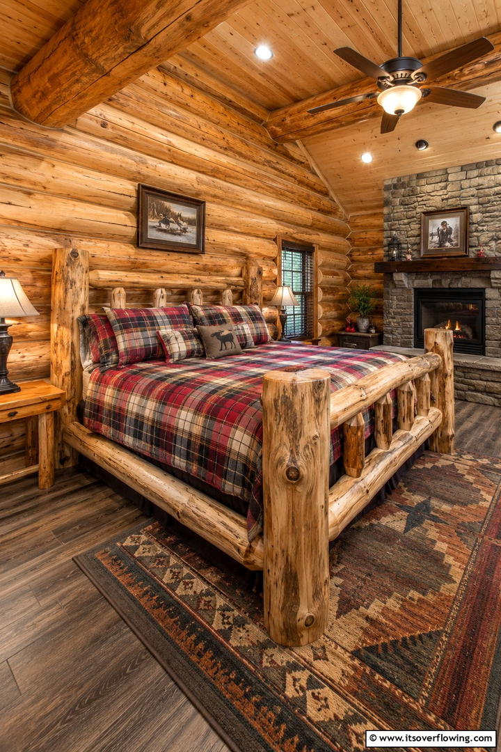 Cozy Log Cabin Vibes - 30 Rustic Bedroom Ideas to Create a Warm and Inviting Space