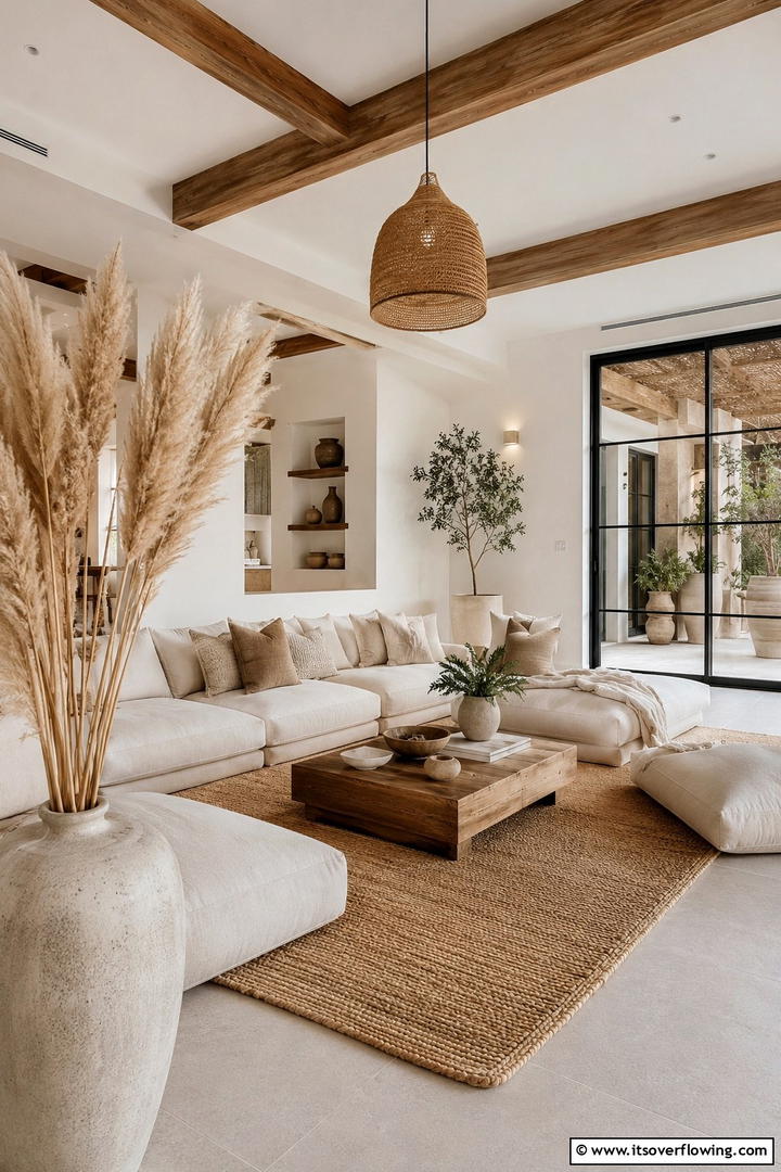 Cozy Lounge with Pampas Touches - 30 Pampas Grass Wedding Decor Ideas for Boho Chic Vibes