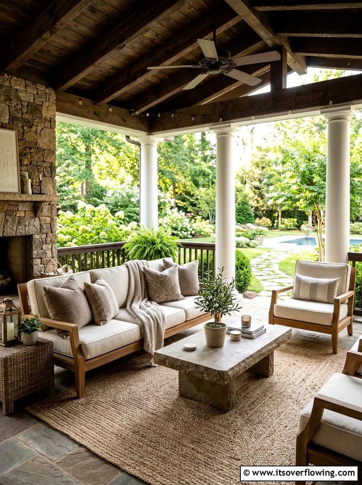 Cozy Neutral Porch Seating - 25 front porch decor ideas with neutral tones