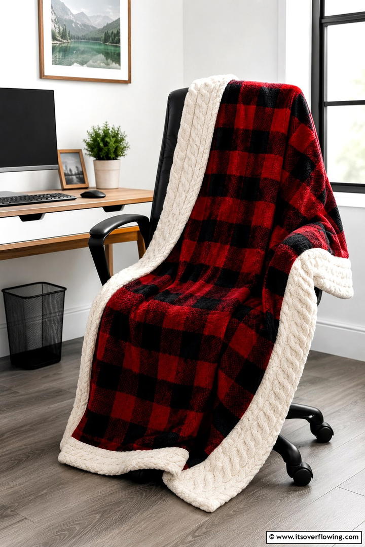 Cozy Office Throw Blanket - 50 Fall Office Decor Ideas for A Sleek, Calm Workspace