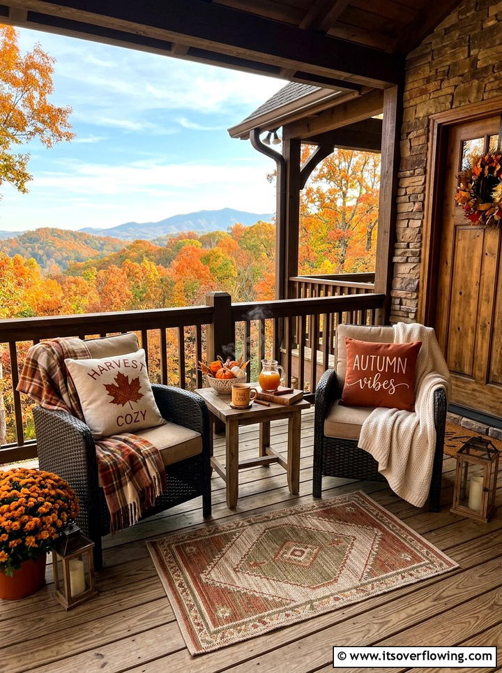 Cozy Porch Seating Area - 25 front porch ideas with fall decor