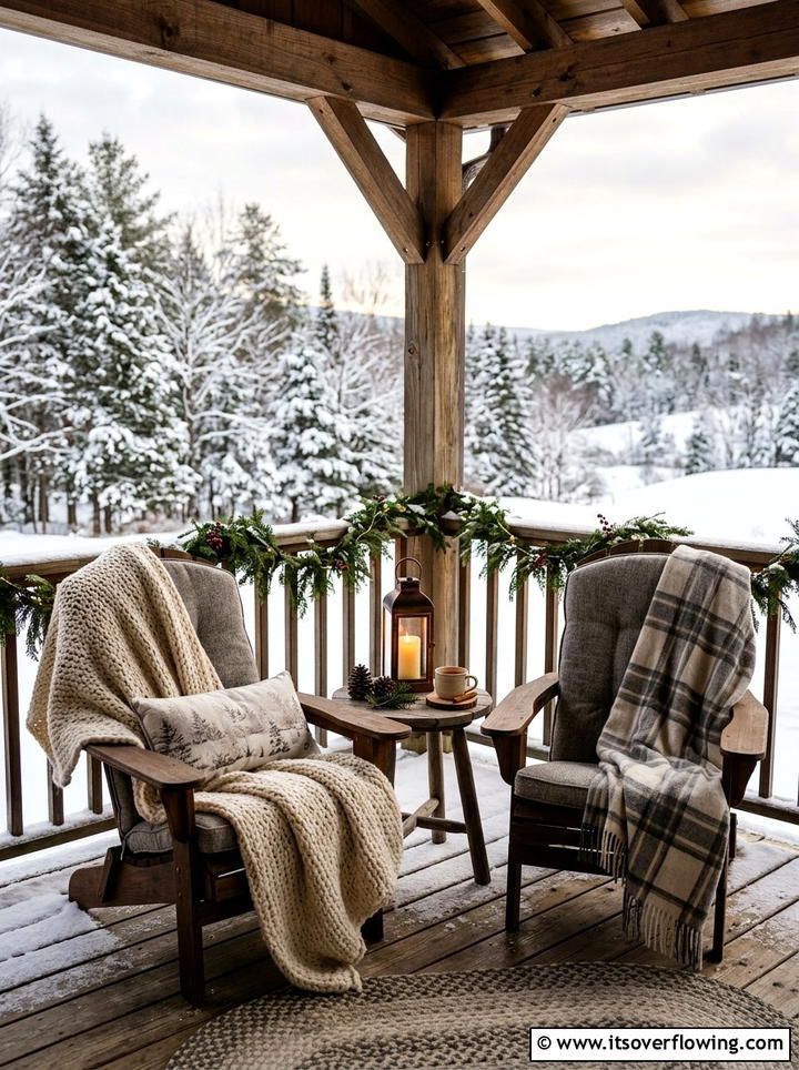 Cozy Porch Seating Winter - 25 front porch ideas with winter decor