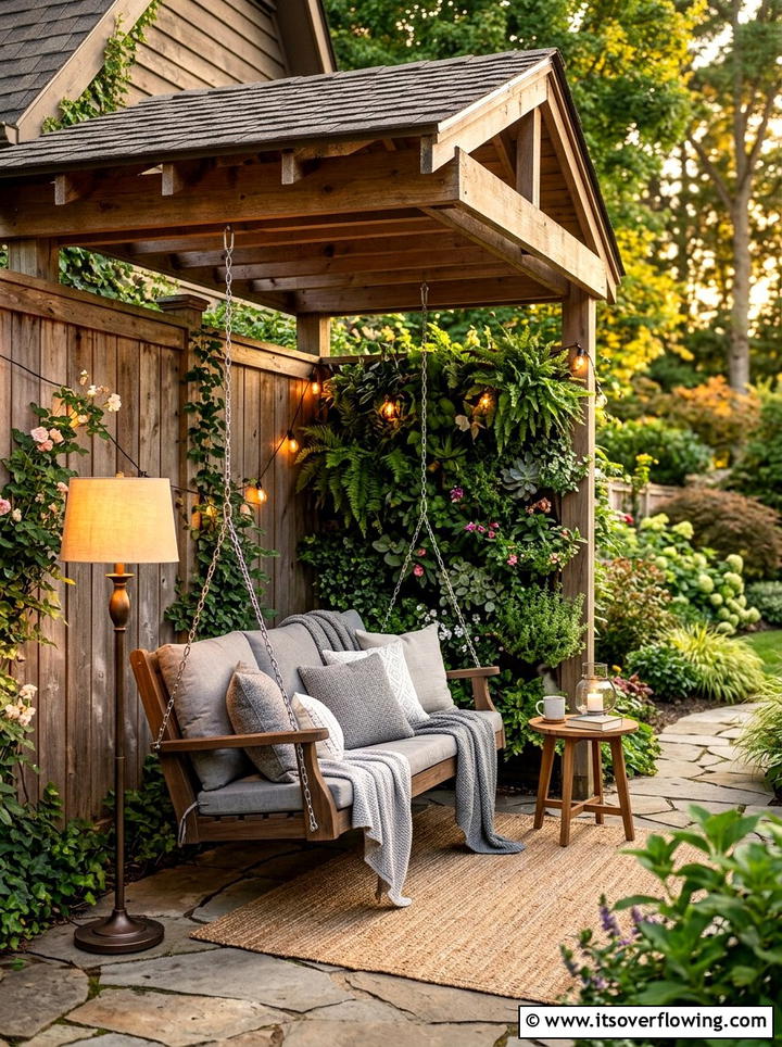 Cozy Porch Swing Nook - 25 garden decor ideas with porch swings