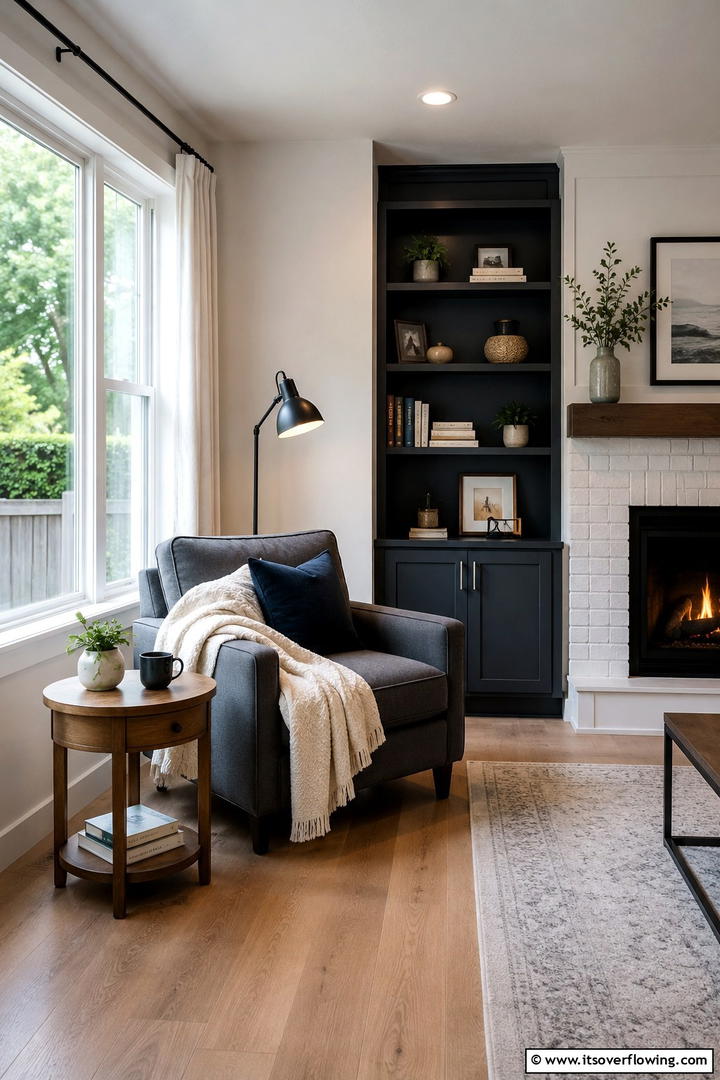 Cozy Reading Nook Corner - 50 Living Room Fall Decor Ideas for Cozy Autumn Updates