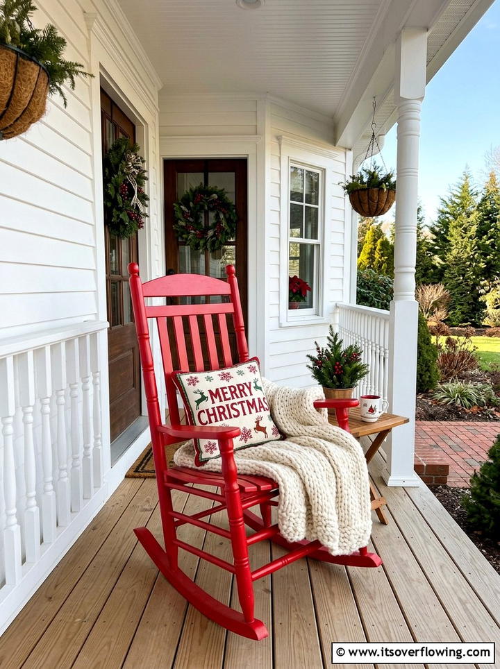 Cozy Red Rocker Retreat - 25 front porch ideas with christmas decor