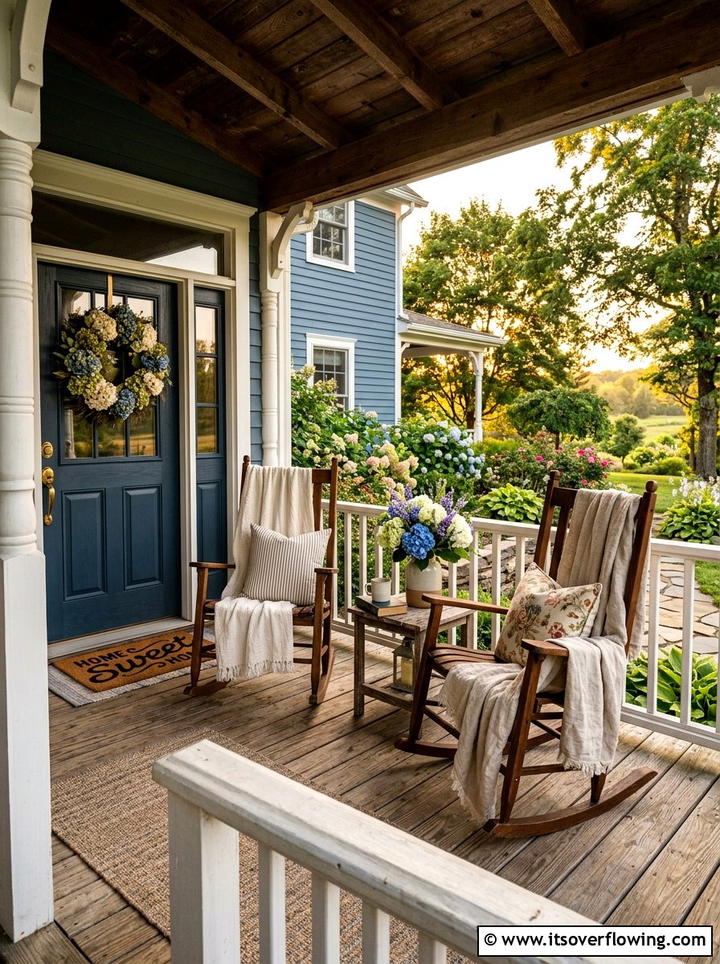Cozy Rocking Chair Porch - 25 front porch decor ideas with hydrangea wreath