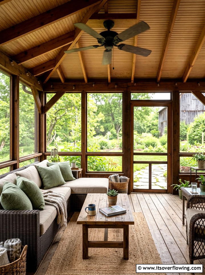 Cozy Rustic Screened Porch - 25 front porch ideas with rustic style