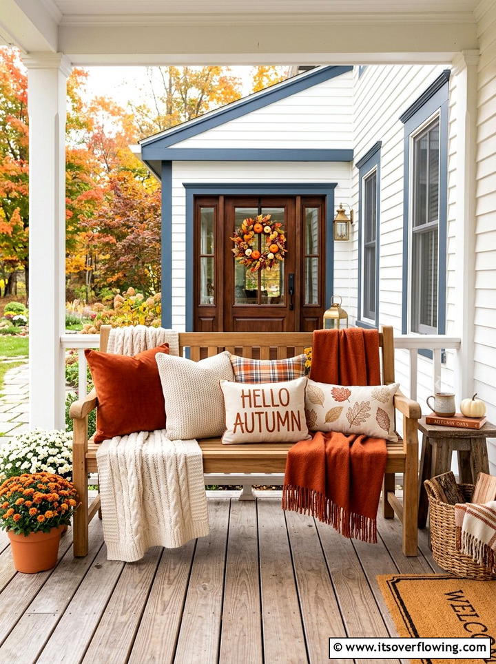 Cozy porch seating - 25 front porch decor ideas for thanksgiving