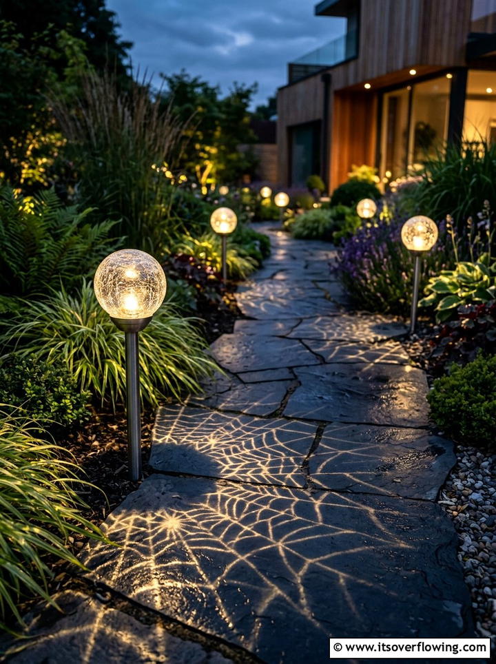 Crackle Glass Globe Solar Light - 25 garden decor ideas with solar stakes
