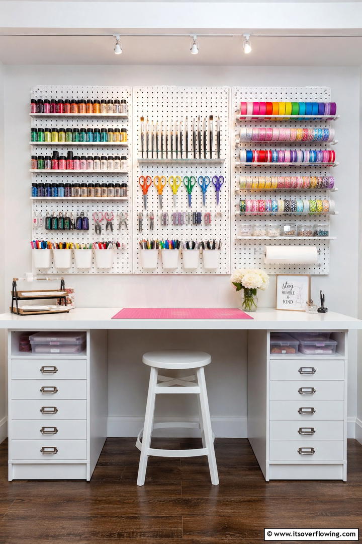 Craft Supply Station - 30 Pegboard Ideas to Organize Your Home Efficiently
