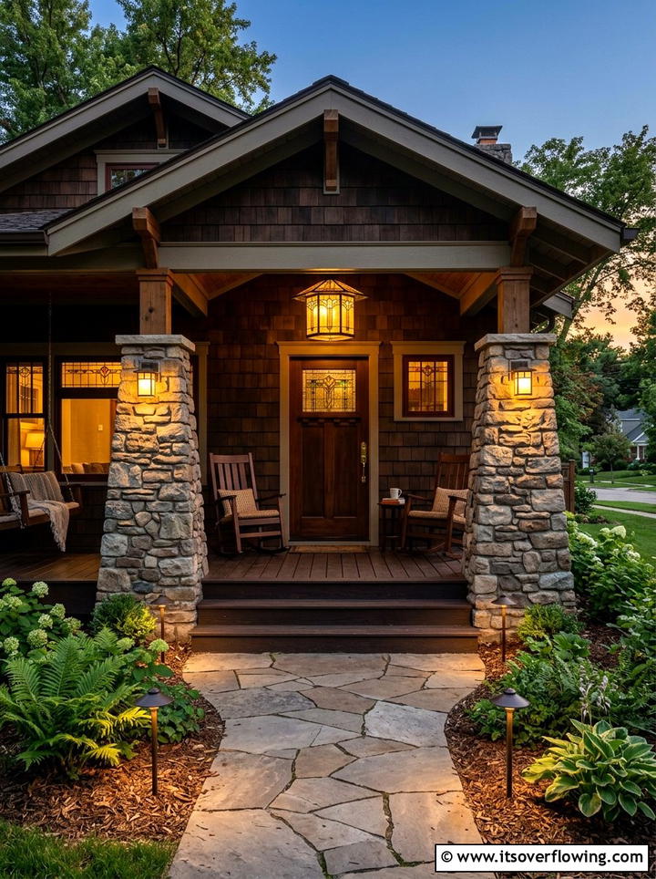 Craftsman Bungalow Porch - 25 front porch ideas with layered lighting