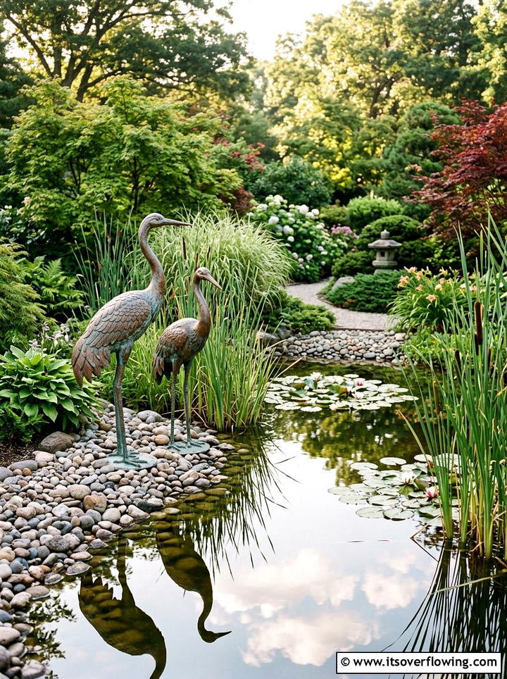 Crane garden statues - 25 garden decor ideas with statues