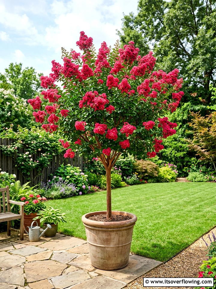 Crape Myrtle Yard - 25 backyard decorating ideas with potted trees