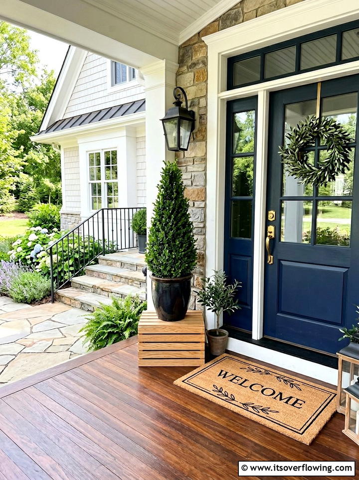 Crate Doormat Accent Display - 25 front porch ideas with crate decor