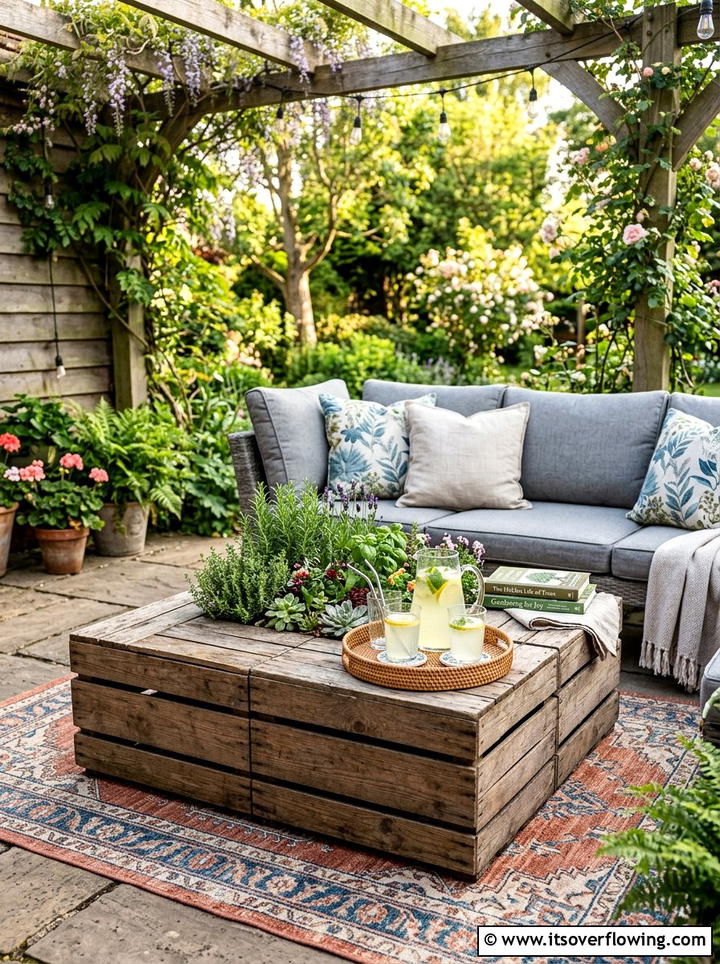 Crate Garden Coffee Table - 25 garden decor ideas with crates
