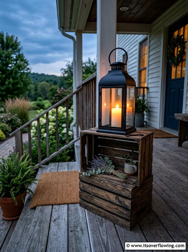 Crate Lantern Stand Decor - 25 front porch ideas with crate decor