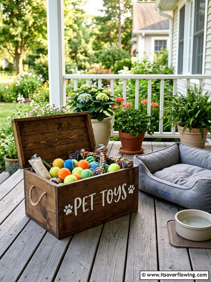 Crate Pet Toy Storage Box - 25 front porch ideas with crate decor
