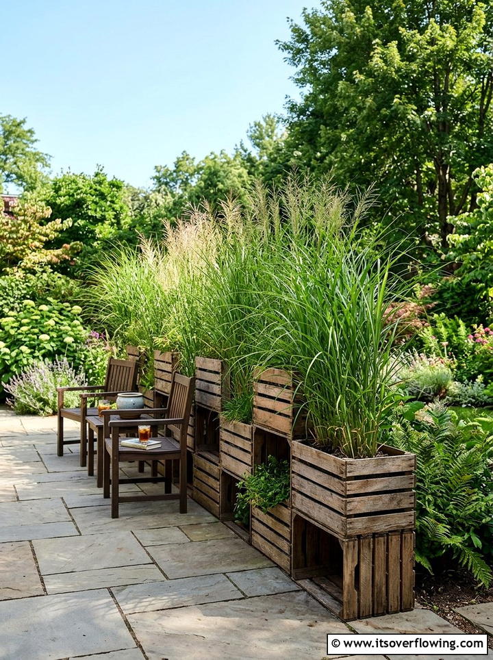 Crate Privacy Screen - 25 garden decor ideas with crates