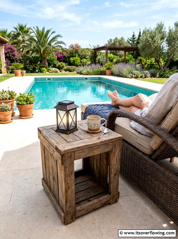 Crate Side Table for Patio - 25 garden decor ideas with crates