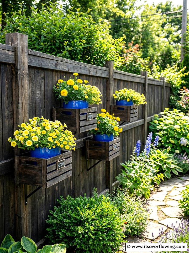 Crate fence decor - 25 garden ideas with old crates