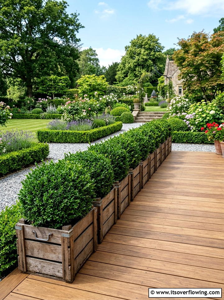 Crate planter patio border - 25 backyard ideas with crate planters