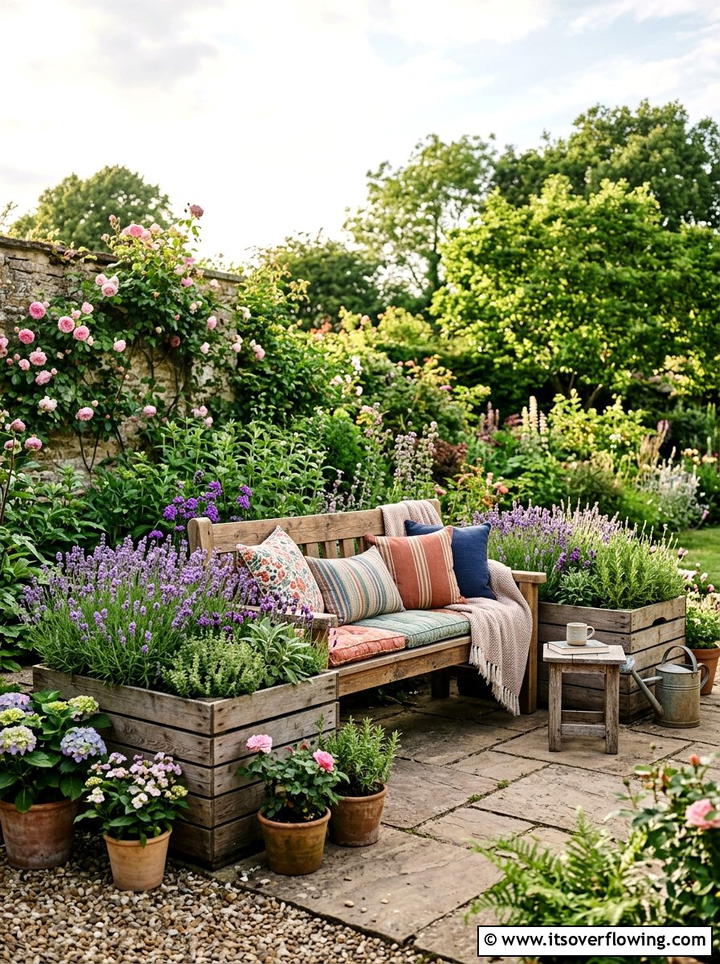 Crate planter seating area - 25 backyard ideas with crate planters