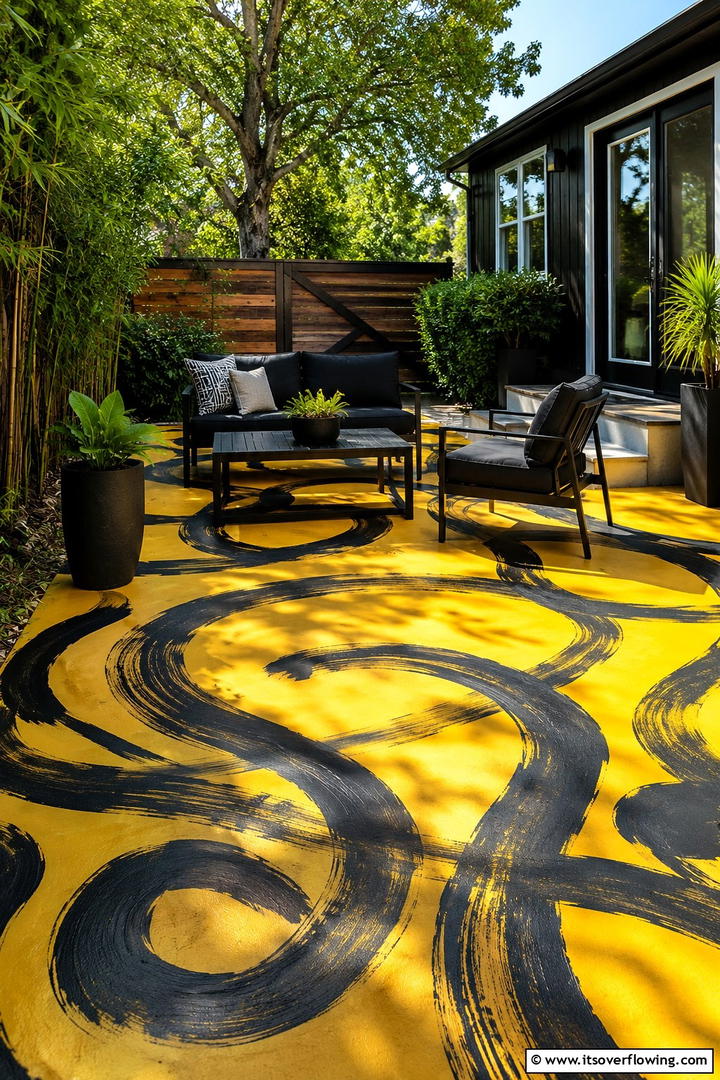 Creative Freehand Designs - 30 Painted Concrete Patio Ideas for Colorful Outdoor Floors