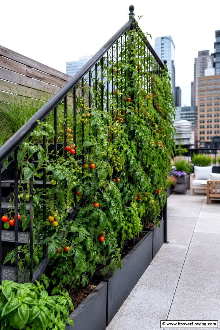 Creative Reused Railing Trellis - 30 Tomato Trellis Ideas for Healthy & Space-Saving Gardens