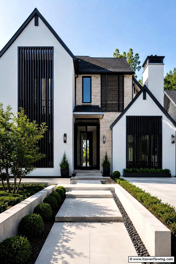 Creative Shutter Innovations - 30 Modern Tudor Exterior Ideas for Timeless Curb Appeal