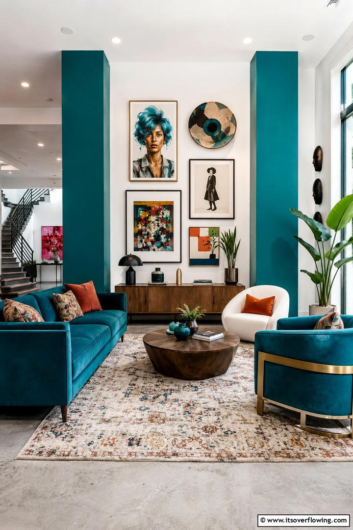 Creative Teal Expression - 30 Teal Living Room Ideas for Bold & Serene Interior Spaces