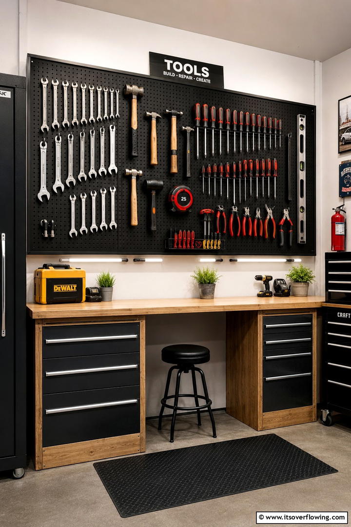 Creative Tool Organizer - 30 Pegboard Ideas to Organize Your Home Efficiently