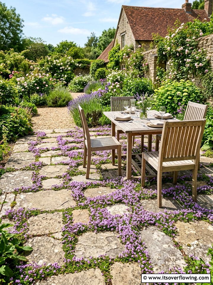 Creeping thyme patio - 25 creative garden ideas with sensory planting