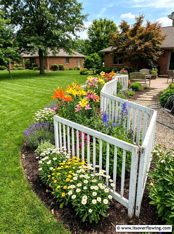 Crib Rail Fence - 25 reusing old things ideas for flower garden
