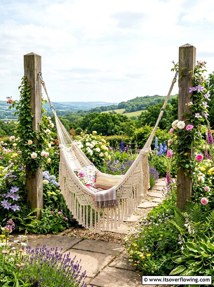 Crocheted Hammock Swing - 25 creative garden ideas with boho textures