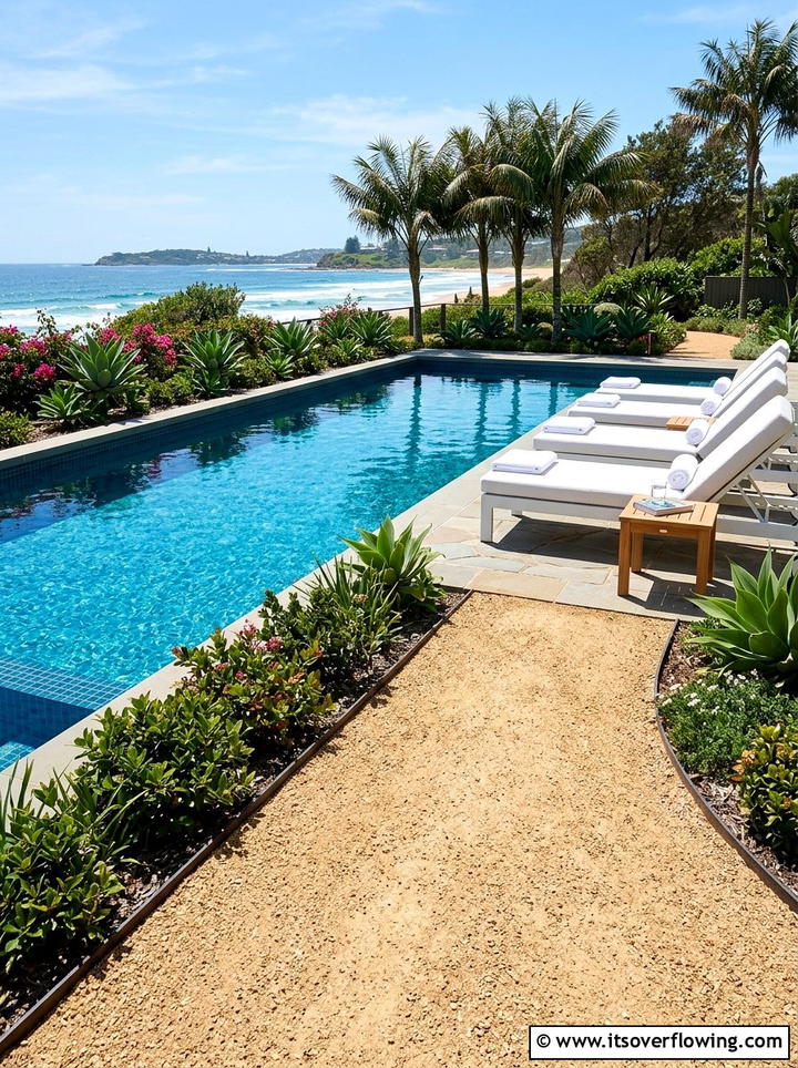 Crushed limestone path near pool - 25 creative garden ideas with secret pathways