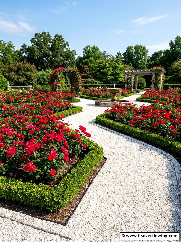 Crushed shell border for rose gardens - 25 garden ideas with shell borders