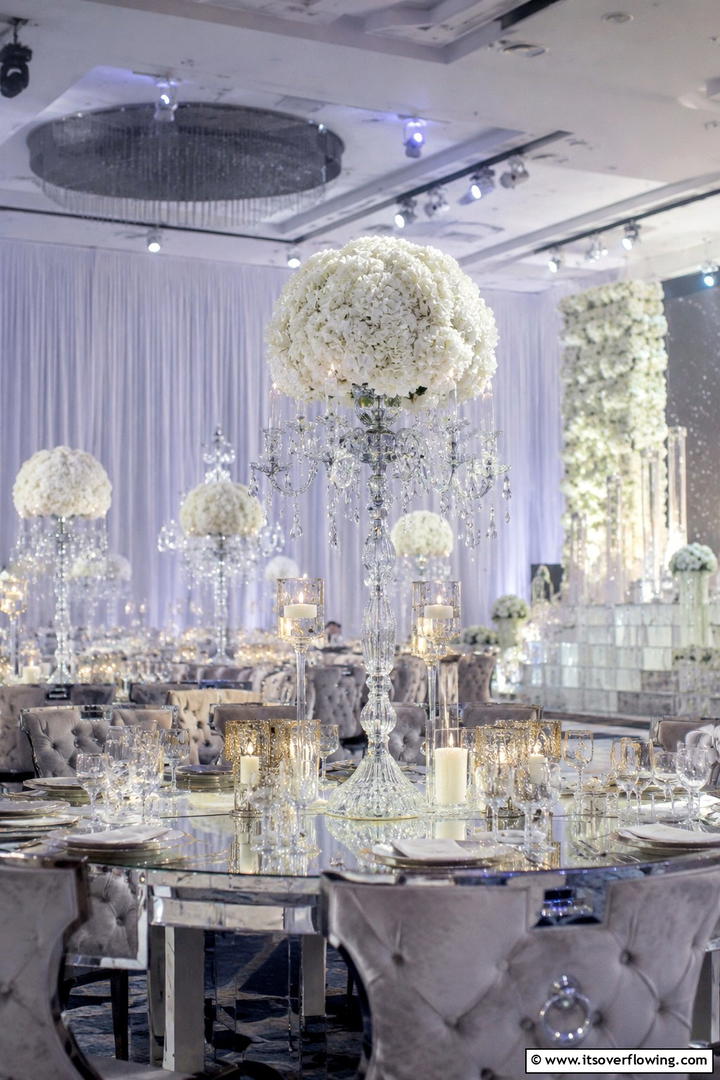 Crystal Elegance Arrangement - 30 Tall Wedding Centerpiece Ideas for Elegant Table Displays