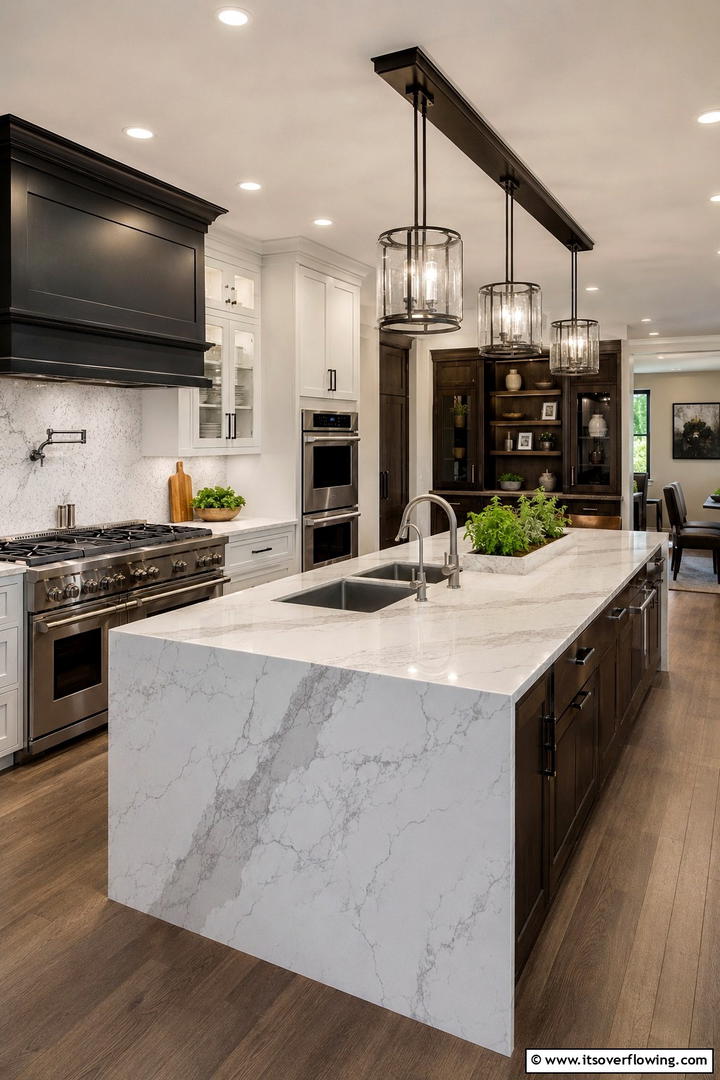 Culinary Centerpiece Quartz Appeal - 30 Quartz Kitchen Countertops for Modern & Durable Surfaces