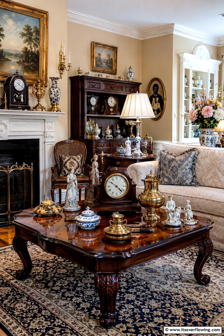 Curated Antique Accents - 30 Traditional Living Room Ideas for Timeless Elegance