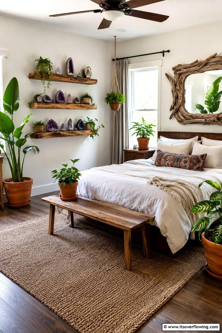 Curated Natural Elements - 30 Rustic Bedroom Ideas to Create a Warm and Inviting Space