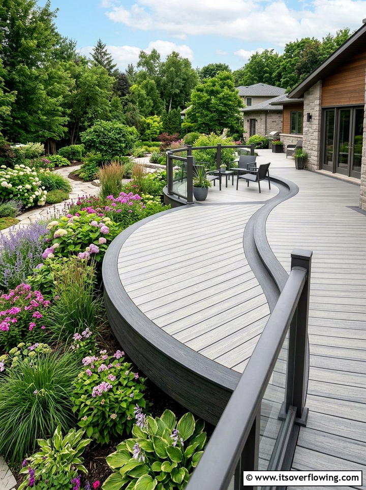 Curved Composite Deck - 25 backyard ideas with composite deck