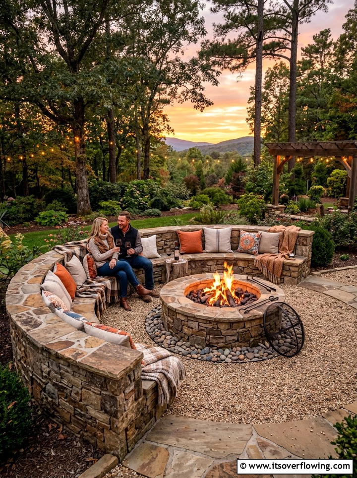 Curved Fire Pit Bench - 25 garden decor ideas with benches