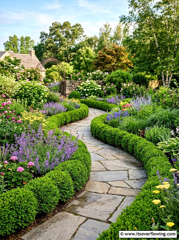 Curved Garden Path Borders - 25 garden ideas with evergreens